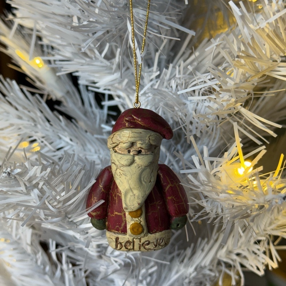 1999 Enesco Festive Santa Claus Ornament - Red and White